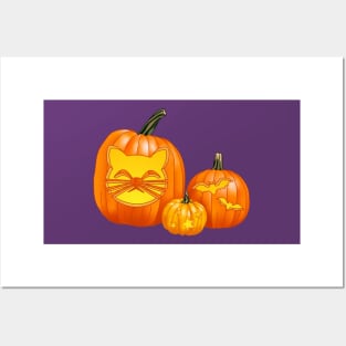 Spooky Jack-O-Lantern Trio (Purple) Posters and Art